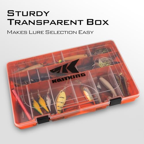 KastKing Tackle Boxes, Plastic Box, Plastic Storage Organizer Box with Removable Dividers - Fishing Tackle Storage - Box Organizer - 2 Packs /4 Packs Tackle Trays - Parts Box - color: Orange Camouflage, size: 3700(4Pack)