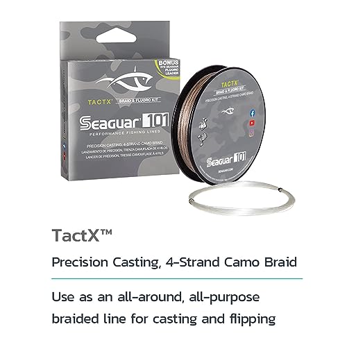 Seaguar TactX Braided Fishing Line & Fluoro Kit, with Free Leader - size: 30lbs/150yds