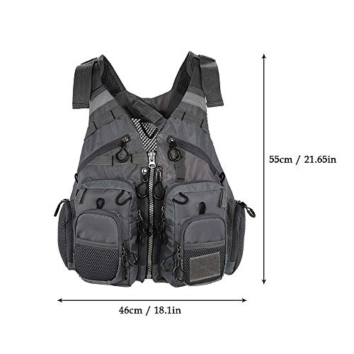 JKSPORTS Fly Fishing Vest - Fishing Safety Life Jacket for Swimming, Sailing, Boating, Kayak - Floating Multifunction Breathable Backpack for Men and Women - Adjustable, Grey/Green/Red/Blue - color: Green camouflage, size: without foam