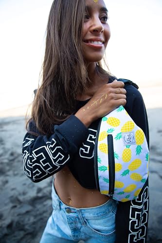 Vibe Festival Gear Rave Fanny Pack for Women Men – Festival, 4 Pockets, Adjustable Strap, Cute Waist Bag, Crossbody Belt Bag, Hiking, Running, Cycling - color: Pineapple, size: Fits Most