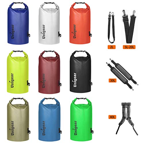 Unigear Dry Bag Waterproof, 2L/5L/10L/20L/30L/40L Floating and Lightweight Bags for Kayaking, Boating, Fishing, Swimming and Camping with Waterproof Phone Case - color: Yellow, size: 2L