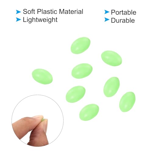 PATIKIL Glow Fishing Beads Soft Plastic Oval Rubber Luminous Fishing Bait Eggs Rig Bead Tackle Lures Accessories with Storage Box - color: Green, size: 6x4mm