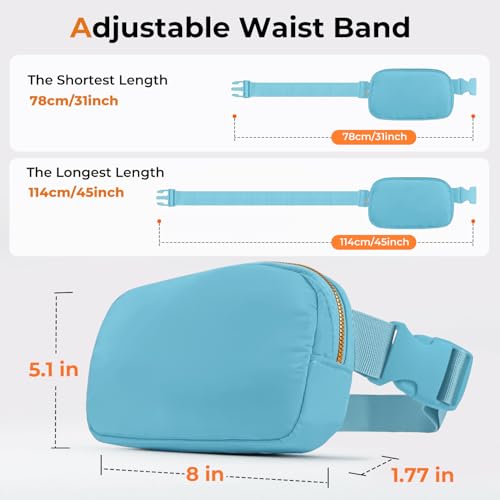 Belt Bag Zipper Fanny Pack Crossbody Bags for Women,Fashion Nylon Waist Packs, Water Repellent Two Way wear with Adjustable Strap Gifts for Teenage Girls Women Men (lake blue) - color: lake blue