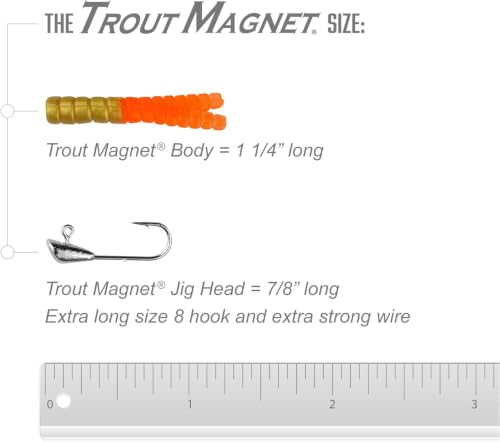 Trout Magnet 82-Piece Neon Fishing Gear Kit, Includes 70 Grub Bodies Trout Bait and 12 Size 8 Hooks