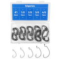80PCS High Carbon Steel Bass Fishing Hooks, Weedless Worm Hooks, Wide Gap Hook, Gear for Catfish, Trout, Bass, Octopus, Freshwater & Saltwater Fishing Kit #1 1/0 2/0 3/0 4/0