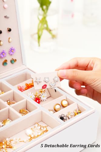 QBestry Girls Jewelry Box for Earrings Jewelry Organizer Box Teen Girls Earrings Organizer Jewelry Box Earring Holder Organizer Stud Earring Box for Girls Womens Jewelry Case Organizer White - color: White, size: Medium