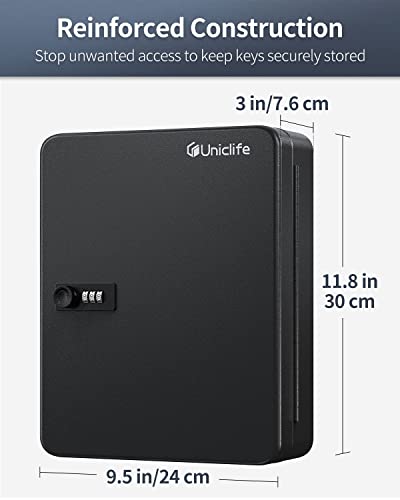 Uniclife 100 Position Key Cabinet with Combination Lock Resettable Black Digital Security Storage Box Steel Key Organizer with Colorful Key Tag Labels Stickers and Hooks - color: Black, size: 100 Keys