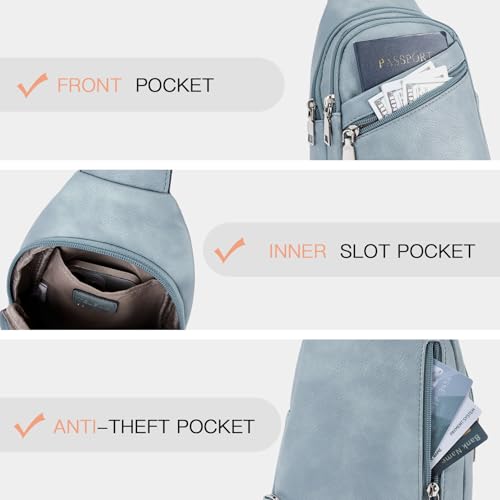 Telena Sling Bag for Women Crossbody Bags Purse for Women Vegan Leather Fanny Pack with Adjustable Strap - color: 1-denim Blue
