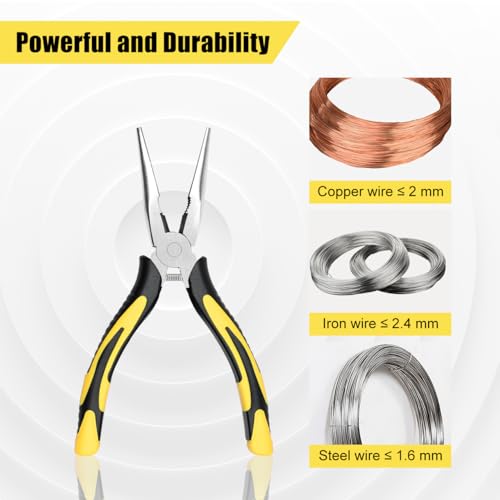 Long Needle Nose Pliers-6’’Soft Grip with Wire Cutter for Home,2pcs | Strong Cutting Force,Paper Clamp Precision, High Carbon Steel,Long Nose Cutting Pliers for Home, Fishing, Jewelry, Crafts - style: Two-6in