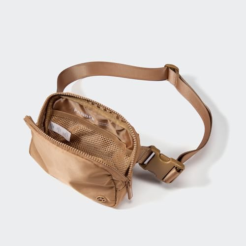 Pander Two Way Zipper Fanny Pack Nylon Everywhere Belt Bag for Women, Water Repellent Waist Packs, Crossbody Bags with Adjustable Strap (Caramel Brown). - color: Caramel Brown