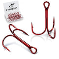FishTrip Fishing Treble Hooks Red, 25pcs Triple Hooks High Carbon Steel Barbed Sharp, Replacement Fishing Hooks on Hard Lures for Freshwater Saltwater - size: 2#_25pcs