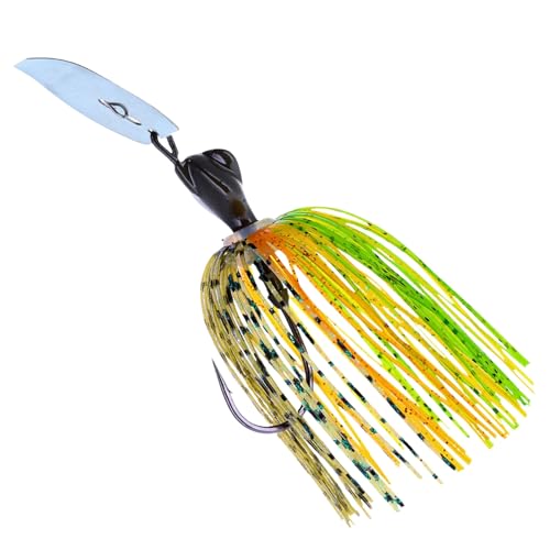 Reaction Tackle Breaker Jigs for Bass Fishing, Bladed Vibrating Swim Jig Lures with Silicone Skirts, Weedless Bait for Pike, Walleye, Muskie - 3 Pack - color: Perch, size: 1/2 Oz