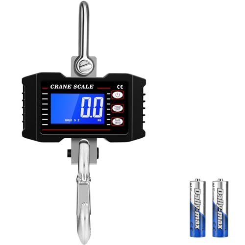 2200lb/1000kg Digital Crane Scale, Heavy Duty Industrial Hanging Scale with Backlit LCD, Tare, Data Hold and Unit Switch for Factory, Construction, Farm - color: Black