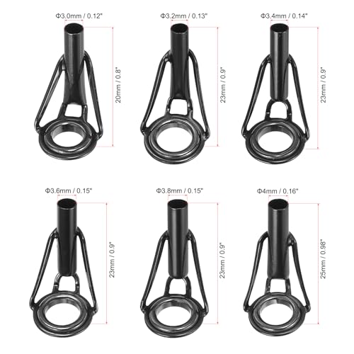 PATIKIL Fishing Rod Tip Repair Kit Stainless Steel Pole Ring Guide Replacement for Saltwater Freshwater Fishing - color: Black, size: 3.0-4.0mm