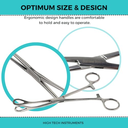Foerster Sponge Forceps Straight + Curved Serrated Loop Jaws Holding Instruments Body Piercing Locking Clamps, Stainless Steel (7" - Curved) - style: 7" - Curved