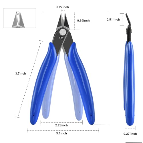 5 Inch Micro Flush Cutter, 2 Pack Small Wire Cutters Spring Loaded Cutting Pliers, Wire Cutters for Jewelry Making, Soft Copper Wire, Floral, Electronics, Model Craft, Heating Wire, 3D Print - color: 2 Pack