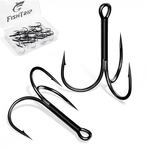 FishTrip 25/10/90/200pcs Fishing Treble Hooks, High Carbon Steel Triple Fishing Hooks with Ultra Barbed Sharp for Saltwater Freshwater Black, Treble Hook for Bass Trout Fishing Lures Replacement - color: Black, size: #6_25pcs (1X Fine Wire)