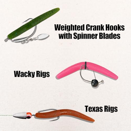 Worms for Bass Fishing FS/RE-04 | Salted Soft Plastic Fishing Lures ,with Hook Slot,Saltwater Freshwater Bass Baits - color: Brown-10pcs