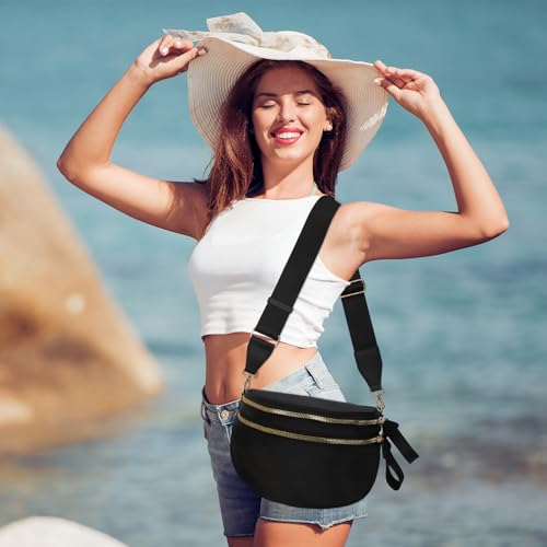 Crossbody Bags for Women, Checkered Bum Bag Crossbody, Spacious Nylon Shoulder Handbag Mom Bag (black) - color: black
