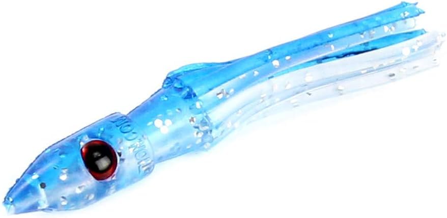 SquidNation Slammer Rubber Bullets Lures 10 Pack 3.50" for Sm & M Ballyhoo Tuna Lures by Squid Nation - color: Blue/Crystal