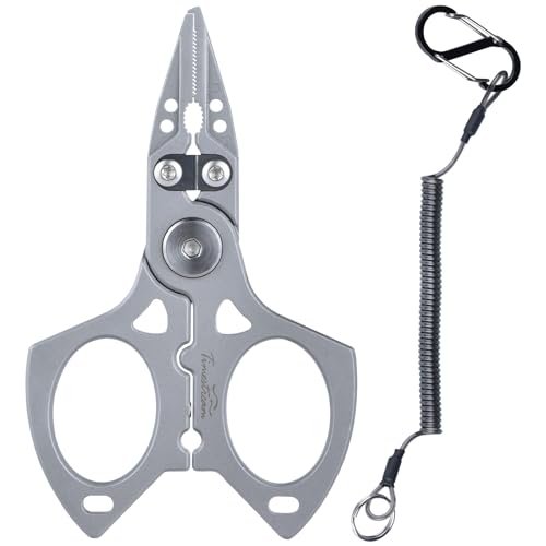 4 inch Fishing Pliers Saltwater, Stainless Steel Fishing Pliers with Split Ring, Fish Hook Remover, Tungsten Carbide Cutters, Fishing Gift for Men