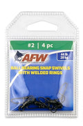 AFW Solid Brass Ball Bearing Snap Swivels with Welded Rings - Black Finish, Up to 450 lb Test Capacity, Patented Bullet Shaped Head for Reduced Water Resistance, Fluid Rotation - size: 4 pc, #2, 44 lb test