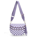 Checkered Crossbody Bum Bags for Women Nylon Checkered Purse Checkerboard Fanny Pack - color: A10-cloud Purple