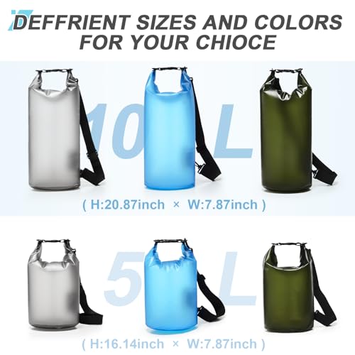 Dry Bags for Kayaking Waterproof, 5L/10L Dry Storage Bag, Roll Top Wet Bag for Swimming, Boating, Fishing,Camping & Beach - color: black-10L, size: 10L
