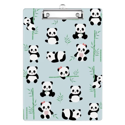 Cute Panda Clipboard, Decorative Clip Board with Metal Clip Cute Plastic Clipboards A4 Standard Size 8.5" x 12.5" for Nurses, Students, Office - color: Panda