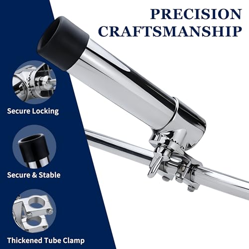 SHENGHUISS Fishing Rod Holder for Boat,360 Degree Stainless Steel Adjustable Fishing Pole Holder,Marine Grade Deck Mount/Rail Mount Rod Holder for Fishing Boat - style: 25-30mm Tube Clamp