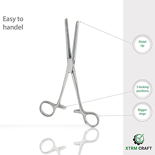 Precision Kelly Hemostat Forceps Locking Tweezers Clamp, Silver, Straight and Curved Stainless Steel (Straight, 7.25) - size: 7.25, style: Straight