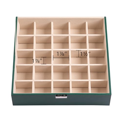 Frebeauty Earring Organizer Classic Jewelry Box 50 Slots Double Layer Jewelry Storage Case with 6 Necklace Hook and Bracelet Pocket(Blackish Green) - color: Blackish Green