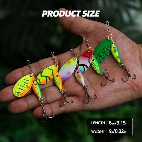 Inline Spinner Bait – Fish-Shaped Spinnerbait Lures 5-Pack, 360° Rotation with Reflective Blades, Perfect for Freshwater & Saltwater Fishing, Targeting Bass, Trout, Pike, Perch & More - color: Little Fat Fish Spinnerbait