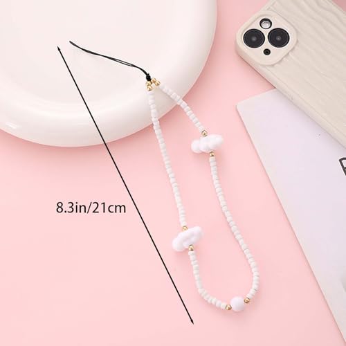 Beaded Phone Lanyard Wrist Strap Phone Charms Fixed Beads Pearl Chain - color: PC-yd-5