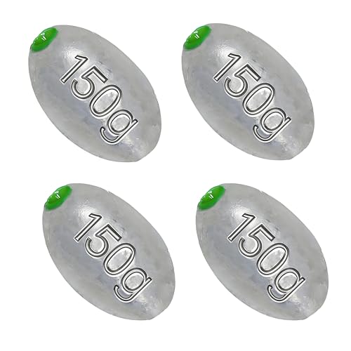 Egg Sinkers Bullet Fishing Weights Oval Shaped with Plastic Core Slip Sinkers for Catfish Fishing Casting Saltwater and Freshwater 1/5oz to 2oz - style: 5 Ounce-150g-5pcs