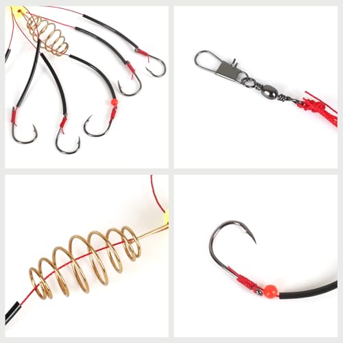 Double Hook Rig Surf Fishing: 9PCS Pompano Float Rigs with 3 Circle Hook Saltwater Gear Tackle for Surf Fishing - color: Red