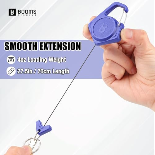 Booms Fishing Zinger Retractor 3pack: Fly Fishing Retractor with 27.5" Retractable Lanyard - 4oz Retractable Keychain for Key Nippers Scissors Forceps, Fly Fishing Accessories, XW80 - color: Blue
