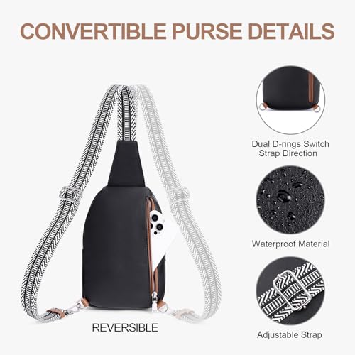 Anti Theft Crossbody Bags for Women Travel Chest Sling Bag Leather RFID Purse Fanny Pack Black - color: Black