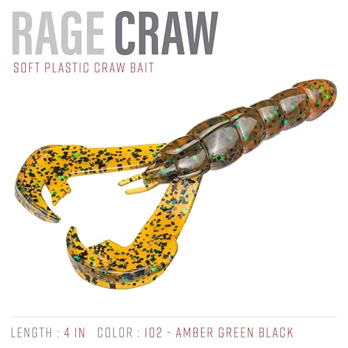 Strike King Rage Tail Craw - color: Amber Green Black, size: 0.145 inch