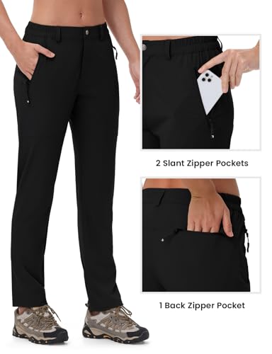 Rdruko Women's Hiking Pants Lightweight Quick Dry Water Resistant Outdoor Travel Fishing Pants with Pockets - color: 02 Black, size: XX-Large