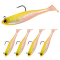 5/6Pcs Easy Catch Pre-Rigged Soft Lures,Baits for Bass Fishing - Jig Heads Soft Plastic Walleye Lures, Fishing Bait for Saltwater & Freshwater - color: 3.5",0.42oz,Yellow