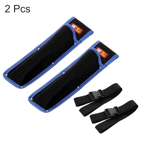HARFINGTON 2pcs Welding Rod Pouch 14.57" x 3.94" x 10.24" Canvas Welding Rod Bag Leather Electrode Holder with Waist Belt Rivet Reinforcement for Storage Welding Tools, Black Blue - size: 14.57" x 3.94" x 10.24"