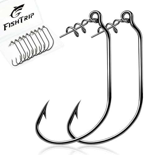 FishTrip Swimbait Hook, 25/50Pcs Twist-Lock Worm Keeper Hooks with Centering Pin Spring Weedless Hook for Soft Plastic Lures Baits Bass Fishing 1/0 2/0 3/0 4/0 5/0 - size: 4/0_25pcs