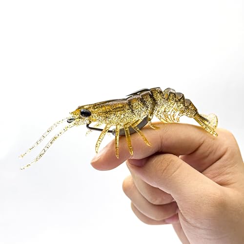 Savage Gear Manic Shrimp V2 Soft Plastic Fishing Bait, Realistic Contours, Colors and Movement, Durable Construction, Weighted Ultra-Sharp Jig Hook - color: Purple Chartreuse, size: 3 1/2 in - 3/8 oz