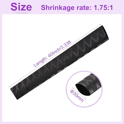 DMiotech Heat Shrink Sleeve Wrap Tubing x Tube Tubing for Fishing Rod Grips and Other Grips, Non Slip - Insulation - Waterproof 40'' Lengths, Dia 30mm Black - color: Black, size: Dia 30mm