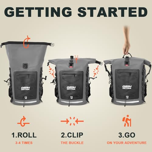 OSAH DRYPAK Waterproof Backpack Dry Bag 35L/55L/85L – Heavy Duty Roll-Top Hiking Backpack for Travel, Kayaking, Boating, Camping, Rafting and Fishing - color: Grey, size: 55L