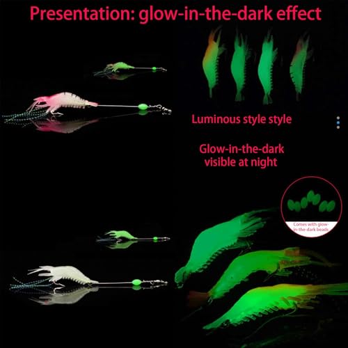 7pc Soft Luminous Shrimp Lure Set | Saltwater Fishing, Shrimp Baits