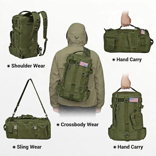kokkoya Small Fishing Tackle Backpack 16L Waterproof with Rod Holder Lightweight Sling Backpack for Fishing Hiking Kayaking Outdoor Gear Storage for Men - color: Army Green