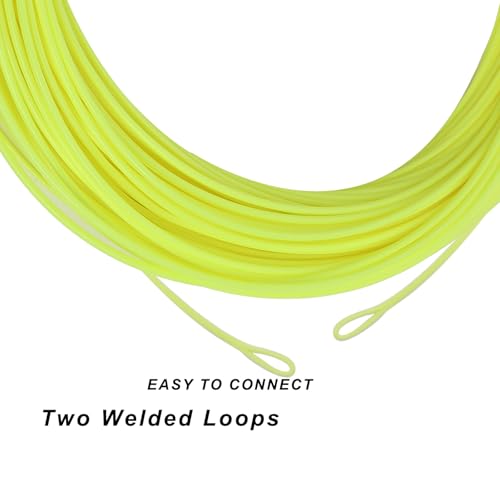 Raprance Floating Fly Fishing Line with 2 Welded Loops, Weight Forward Floating Fly Line, 100FT(3F,4F,5F,6F,7F,8F) Freshwater Saltwater Fly Fishing Line - color: Fluo Yellow, size: WF6F-100FT