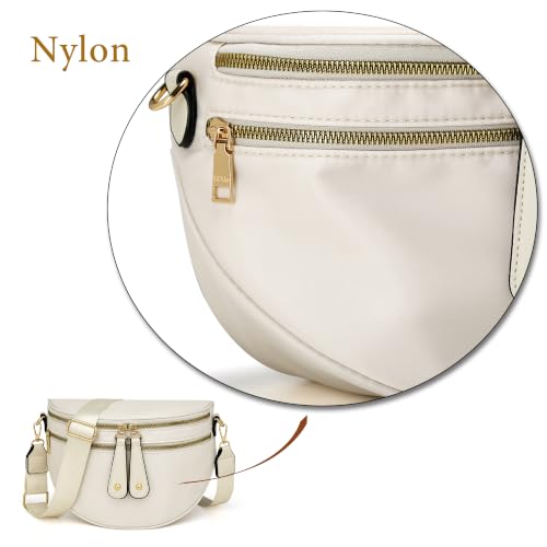 KKXIU Crossbody Sling Bag for Women Trendy Fanny Pack Vegan Leather Chest Bag | Trendy - color: Large-Beige